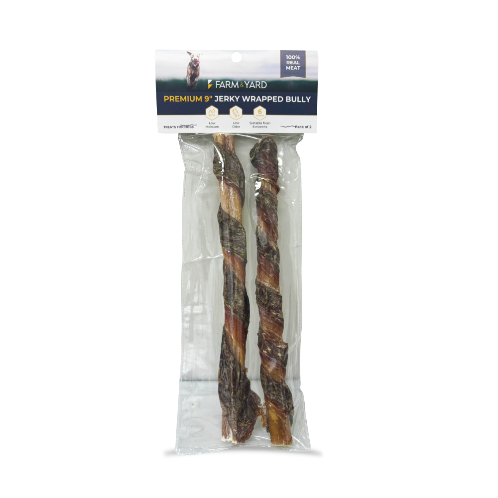 Single Ingredient Dog Treat - Jerky Wrapped Bully Stick 9"