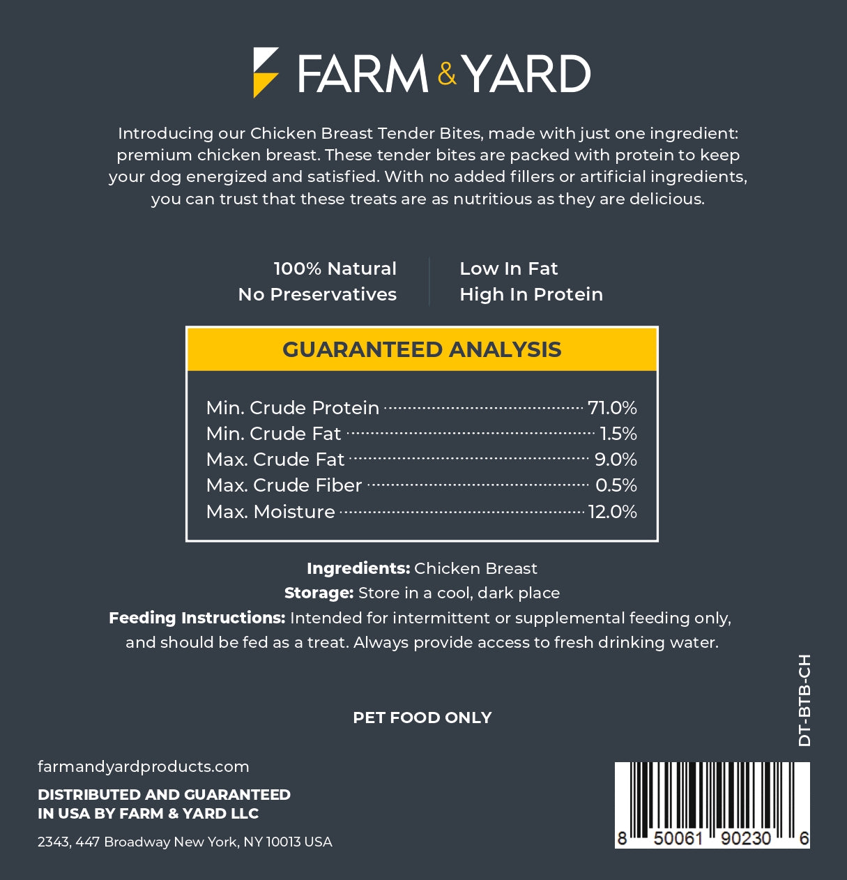 Single Ingredient Dog Treats - Chicken Breast Tender Bites 8oz