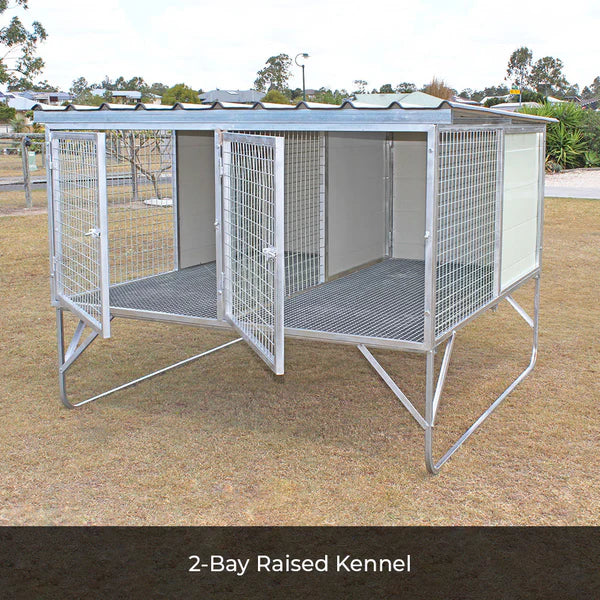 2-Bay Raised Safety Kennel with CozyCubes Bundle