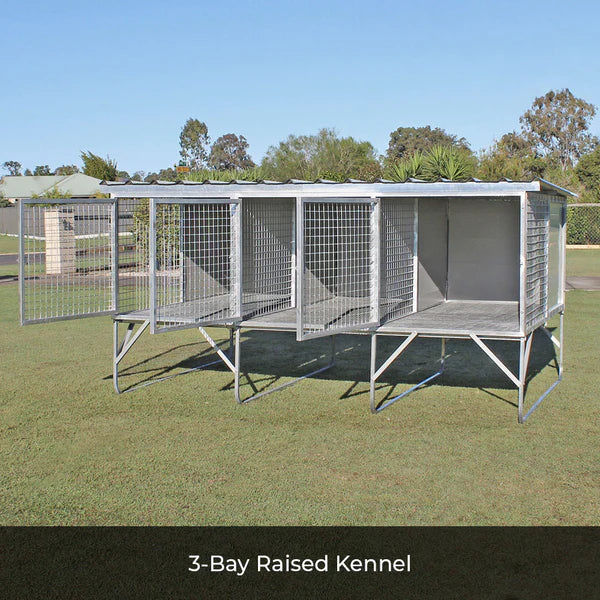 3-Bay Raised Safety Kennel with CozyCubes Bundle